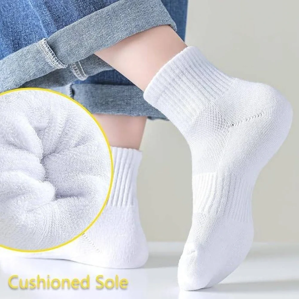 Unbranded White Athletic Ankle Socks 6 Pair Pack Arch Support‎ Cushioned Sole